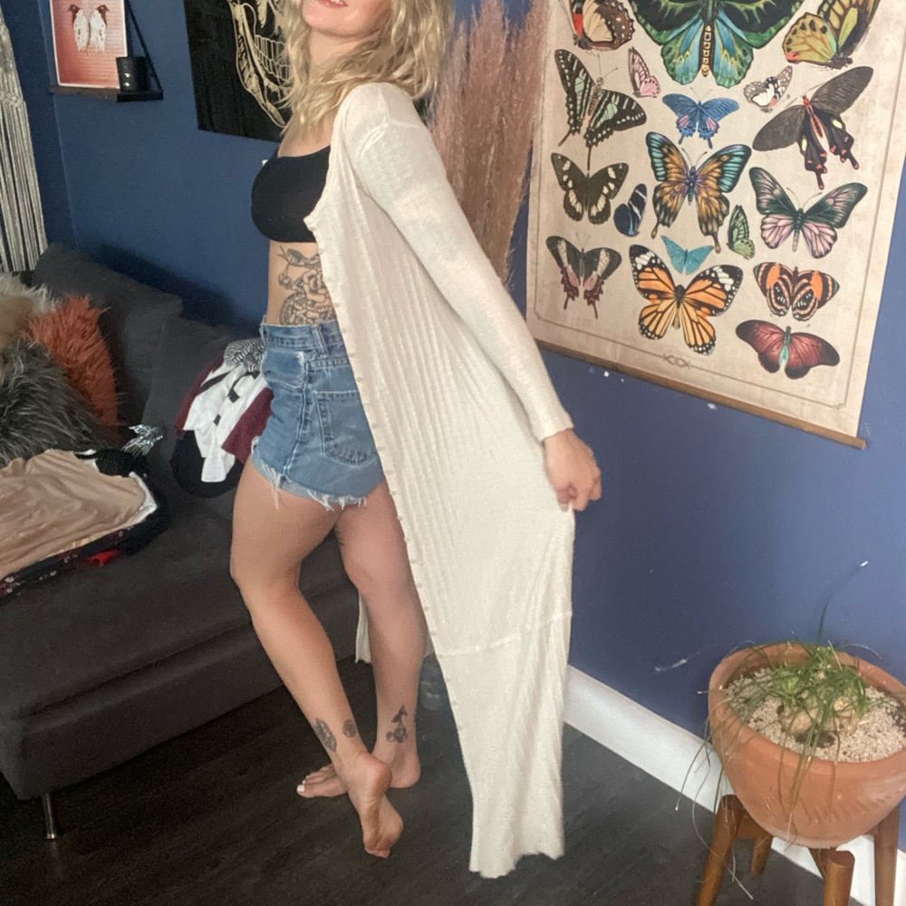 Free People cream knit maxi coverup